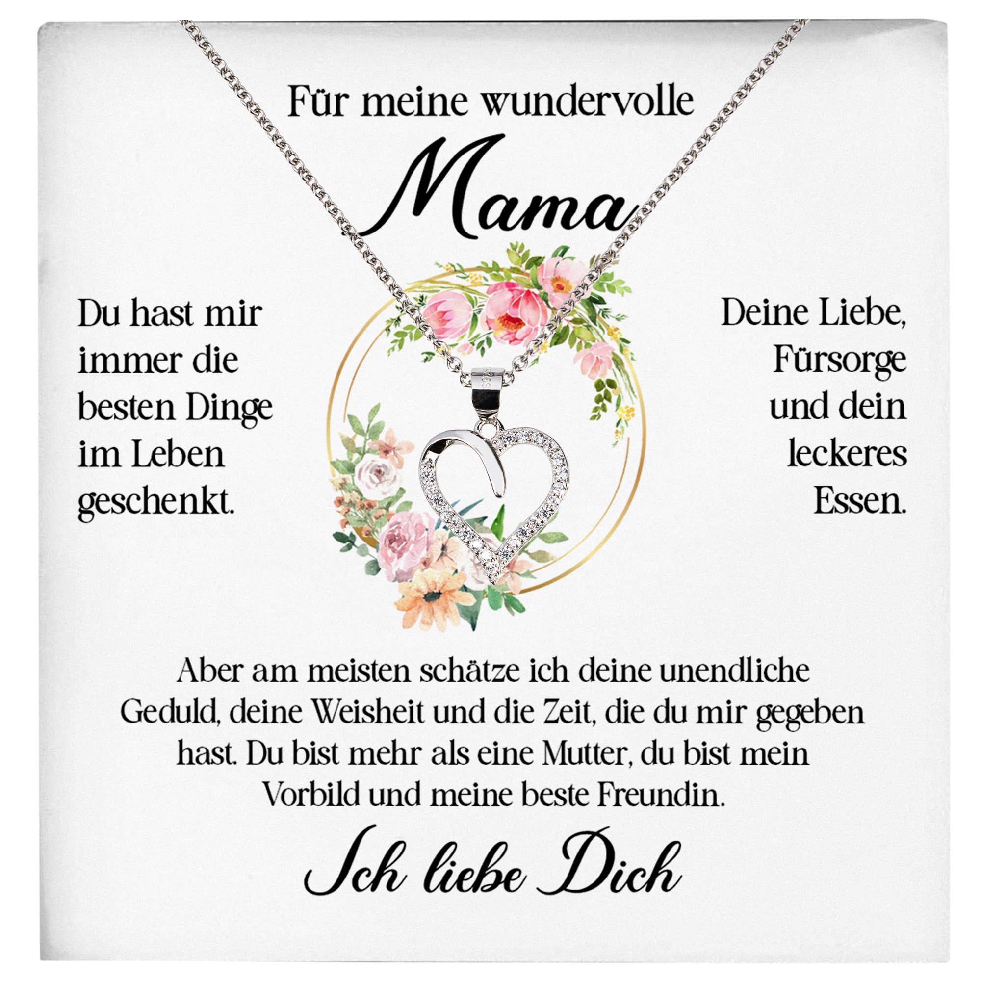 22Feels® Wundervolle Mama Geschenk Muttertag Geburtstag Silber 925/000 Herz Halskette Valentinstag Frauen Schmuck mit Karte Mutter Weihnachten Damen Collier Eltern-Schmuck mit Botschaftskarte - Herz21-22Feels