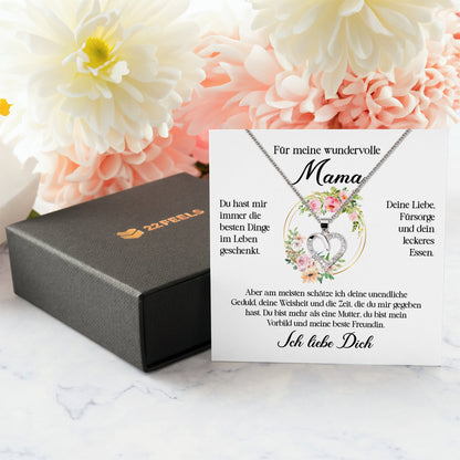 22Feels® Wundervolle Mama Geschenk Muttertag Geburtstag Silber 925/000 Herz Halskette Valentinstag Frauen Schmuck mit Karte Mutter Weihnachten Damen Collier Eltern-Schmuck mit Botschaftskarte - Herz21-22Feels