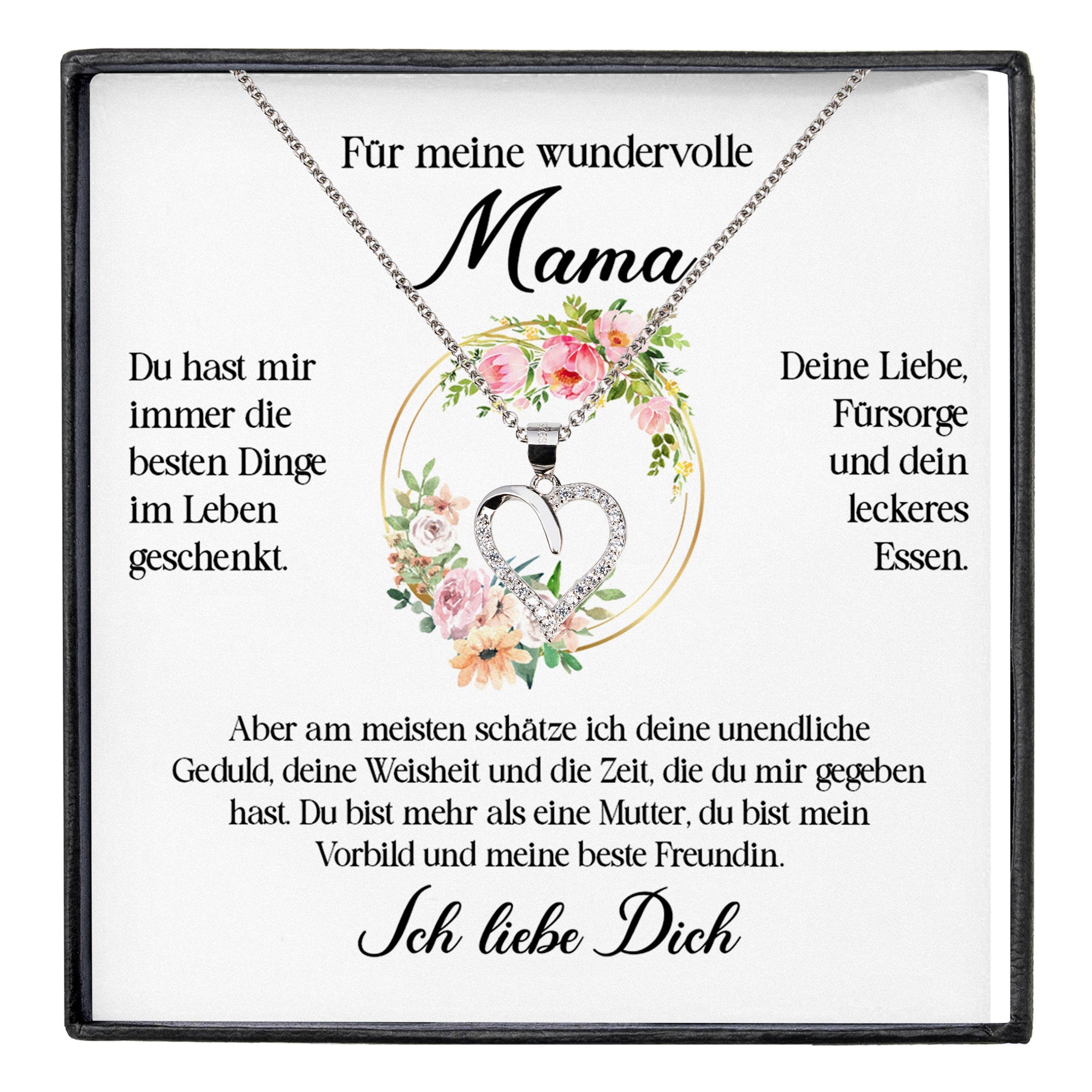 22Feels® Wundervolle Mama Geschenk Muttertag Geburtstag Silber 925/000 Herz Halskette Valentinstag Frauen Schmuck mit Karte Mutter Weihnachten Damen Collier Eltern-Schmuck mit Botschaftskarte - Herz21-22Feels