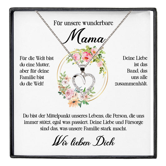 22Feels® Wunderbare Mama Geschenk Muttertag Geburtstag Silber 925/000 Herz Halskette Valentinstag Frauen Schmuck mit Karte Mutter Weihnachten Damen Collier Eltern-Schmuck mit Botschaftskarte - Herz21-22Feels