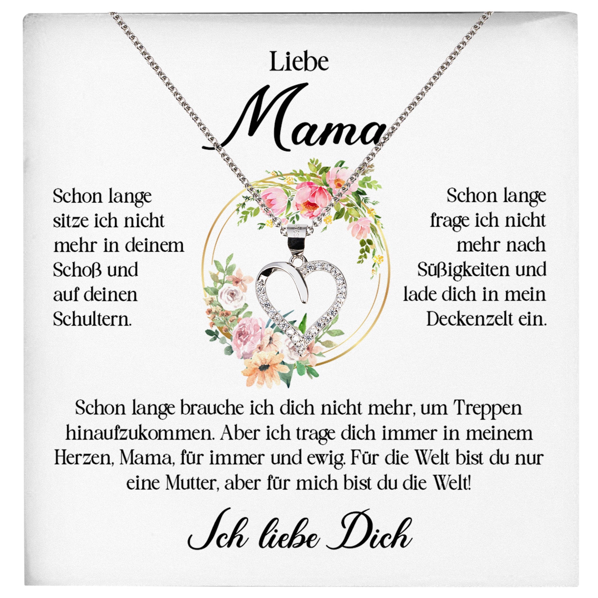 22Feels® Liebe Mama Geschenk Muttertag Geburtstag Silber 925/000 Herz Halskette Valentinstag Frauen Schmuck mit Karte Mutter Weihnachten Damen Collier Eltern-Schmuck mit Botschaftskarte - Herz21-22Feels