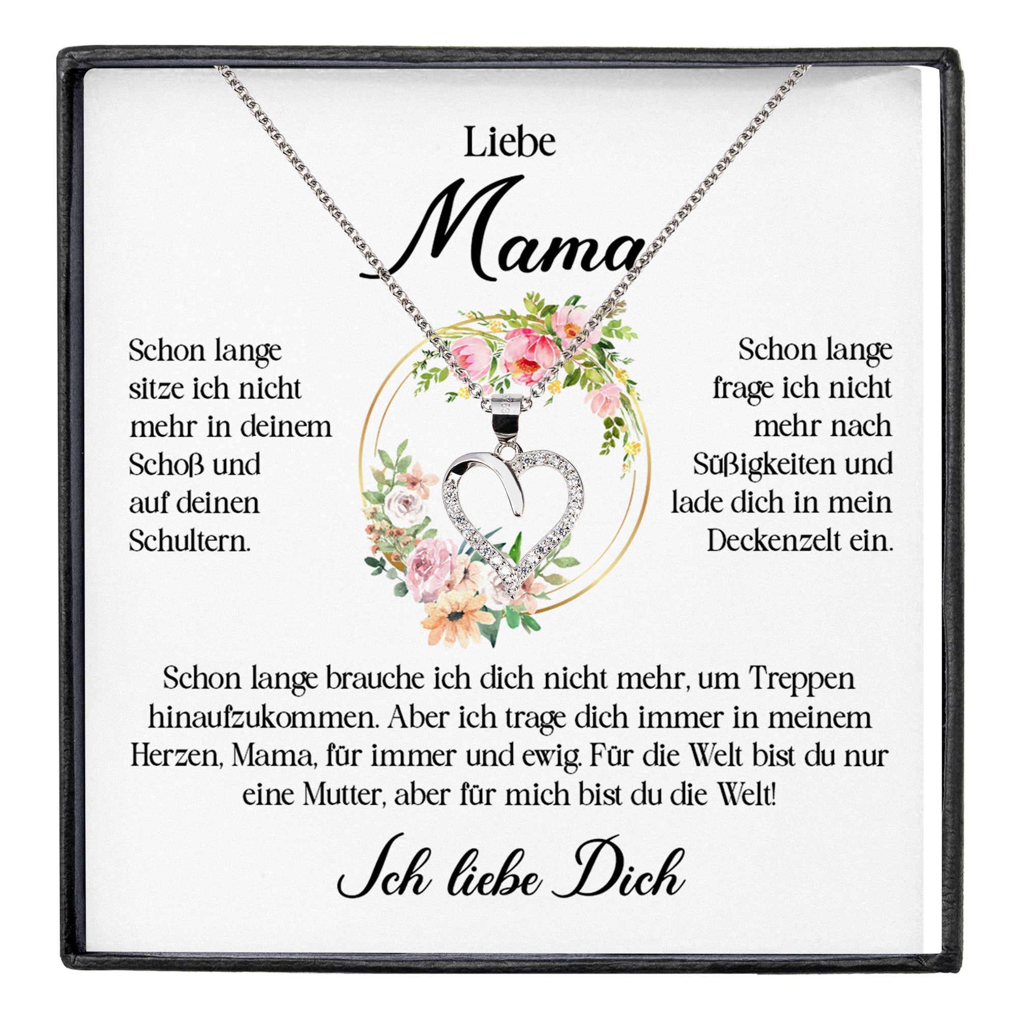22Feels® Liebe Mama Geschenk Muttertag Geburtstag Silber 925/000 Herz Halskette Valentinstag Frauen Schmuck mit Karte Mutter Weihnachten Damen Collier Eltern-Schmuck mit Botschaftskarte - Herz21-22Feels