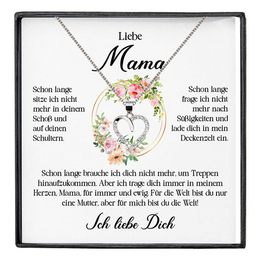 22Feels® Liebe Mama Geschenk Muttertag Geburtstag Silber 925/000 Herz Halskette Valentinstag Frauen Schmuck mit Karte Mutter Weihnachten Damen Collier Eltern-Schmuck mit Botschaftskarte - Herz21-22Feels
