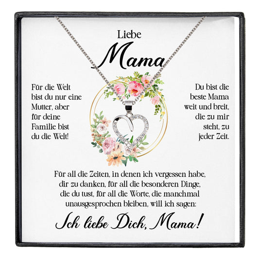22Feels® Liebe Mama Geschenk Muttertag Geburtstag Silber 925/000 Herz Halskette Valentinstag Frauen Schmuck mit Karte Mutter Weihnachten Damen Collier Eltern-Schmuck mit Botschaftskarte - Herz21-22Feels