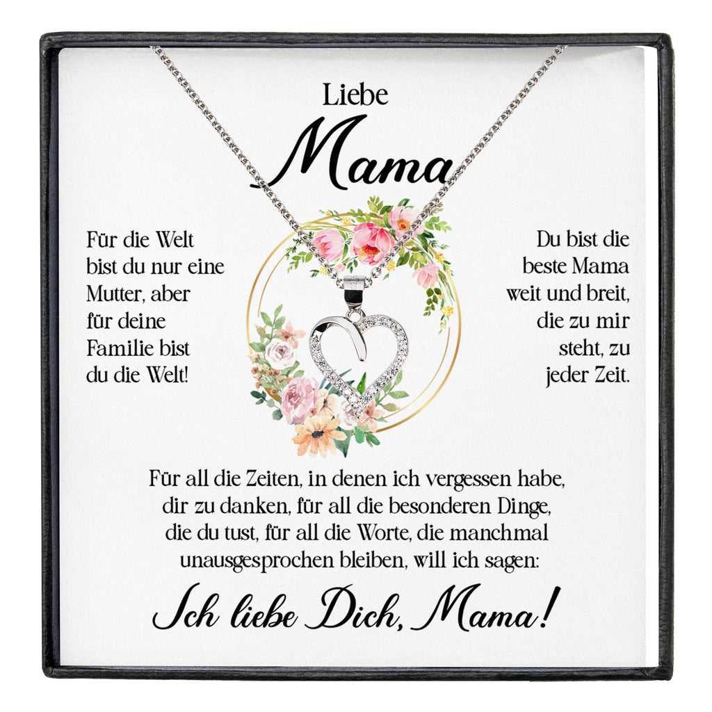 22Feels® Liebe Mama Geschenk Muttertag Geburtstag Silber 925/000 Herz Halskette Valentinstag Frauen Schmuck mit Karte Mutter Weihnachten Damen Collier Eltern-Schmuck mit Botschaftskarte - Herz21-22Feels