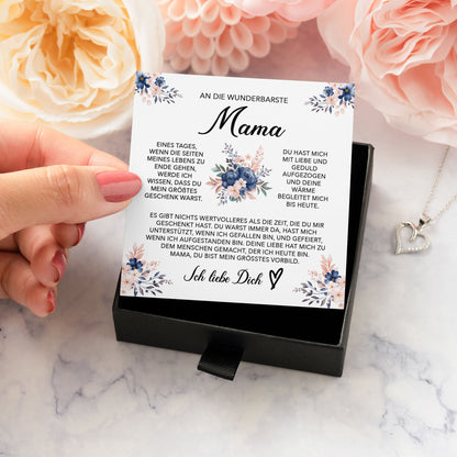 22Feels® Wunderbarste Mama Geschenk Muttertag Geburtstag Silber 925/000 Herz Halskette Valentinstag Frauen Schmuck mit Karte Mutter Weihnachten Damen Collier Eltern-Schmuck mit Botschaftskarte - Herz21-22Feels