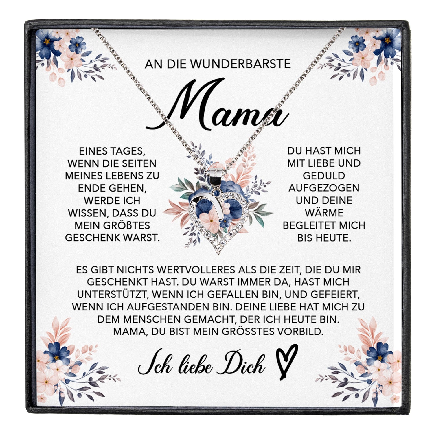 22Feels® Wunderbarste Mama Geschenk Muttertag Geburtstag Silber 925/000 Herz Halskette Valentinstag Frauen Schmuck mit Karte Mutter Weihnachten Damen Collier Eltern-Schmuck mit Botschaftskarte - Herz21-22Feels