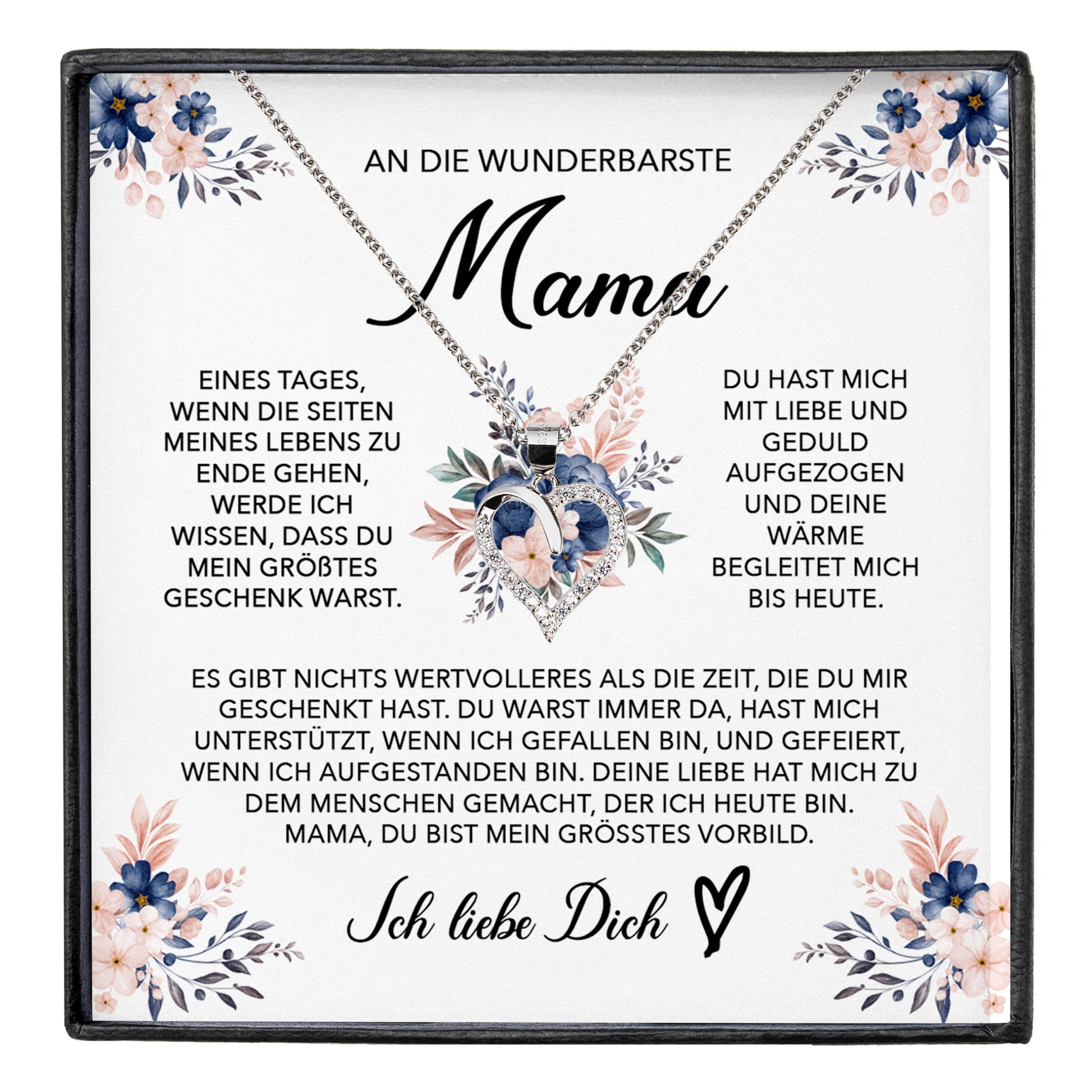 22Feels® Wunderbarste Mama Geschenk Muttertag Geburtstag Silber 925/000 Herz Halskette Valentinstag Frauen Schmuck mit Karte Mutter Weihnachten Damen Collier Eltern-Schmuck mit Botschaftskarte - Herz21-22Feels