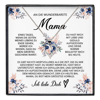 22Feels® Wunderbarste Mama Geschenk Muttertag Geburtstag Silber 925/000 Herz Halskette Valentinstag Frauen Schmuck mit Karte Mutter Weihnachten Damen Collier Eltern-Schmuck mit Botschaftskarte - Herz21-22Feels