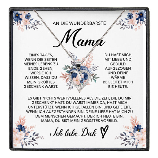 22Feels® Wunderbarste Mama Geschenk Muttertag Geburtstag Silber 925/000 Herz Halskette Valentinstag Frauen Schmuck mit Karte Mutter Weihnachten Damen Collier Eltern-Schmuck mit Botschaftskarte - Herz21-22Feels