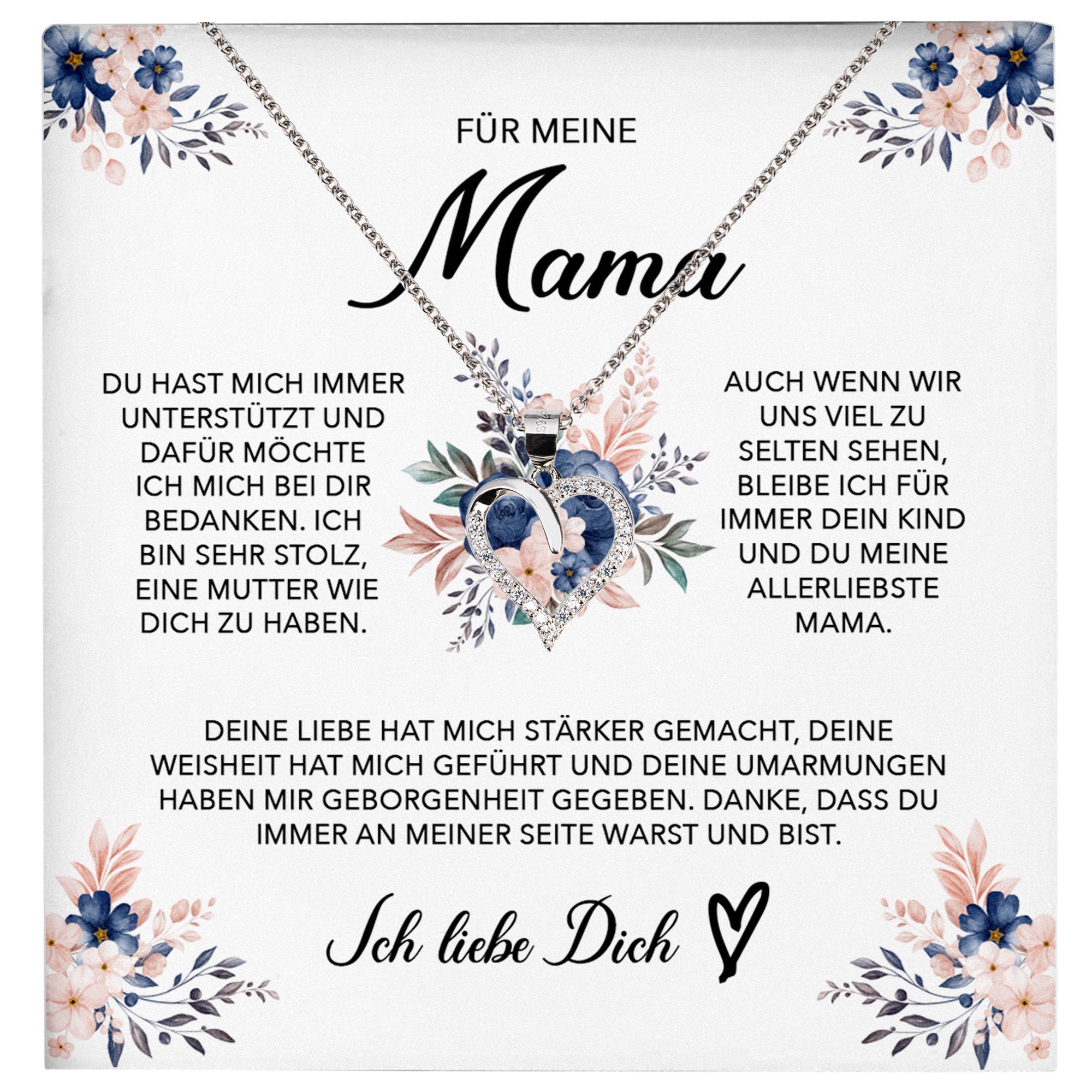 22Feels® Für Meine Mama Geschenk Muttertag Geburtstag Silber 925/000 Herz Halskette Valentinstag Frauen Schmuck mit Karte Mutter Weihnachten Damen Collier Eltern-Schmuck mit Botschaftskarte - Herz21-22Feels