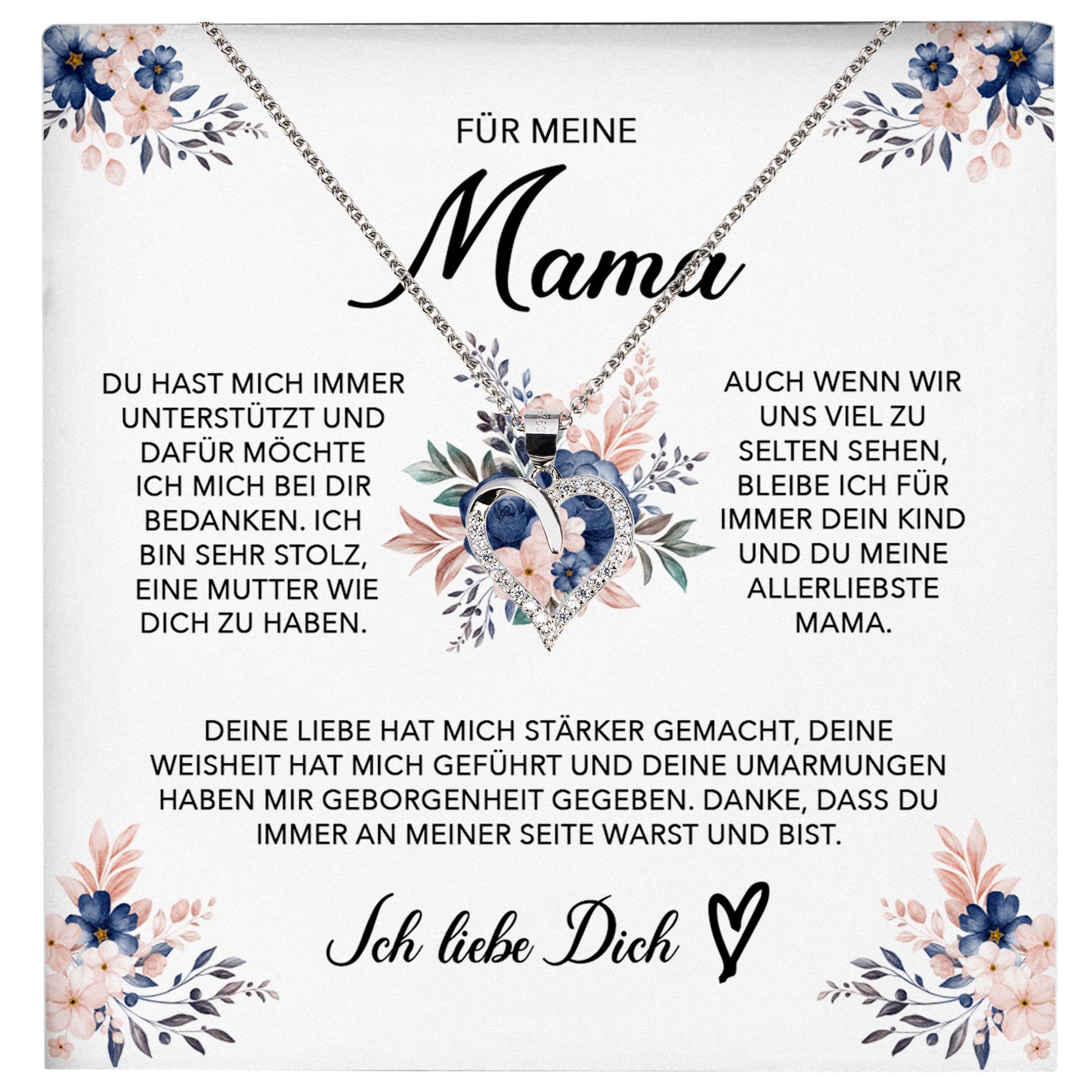 22Feels® Für Meine Mama Geschenk Muttertag Geburtstag Silber 925/000 Herz Halskette Valentinstag Frauen Schmuck mit Karte Mutter Weihnachten Damen Collier Eltern-Schmuck mit Botschaftskarte - Herz21-22Feels