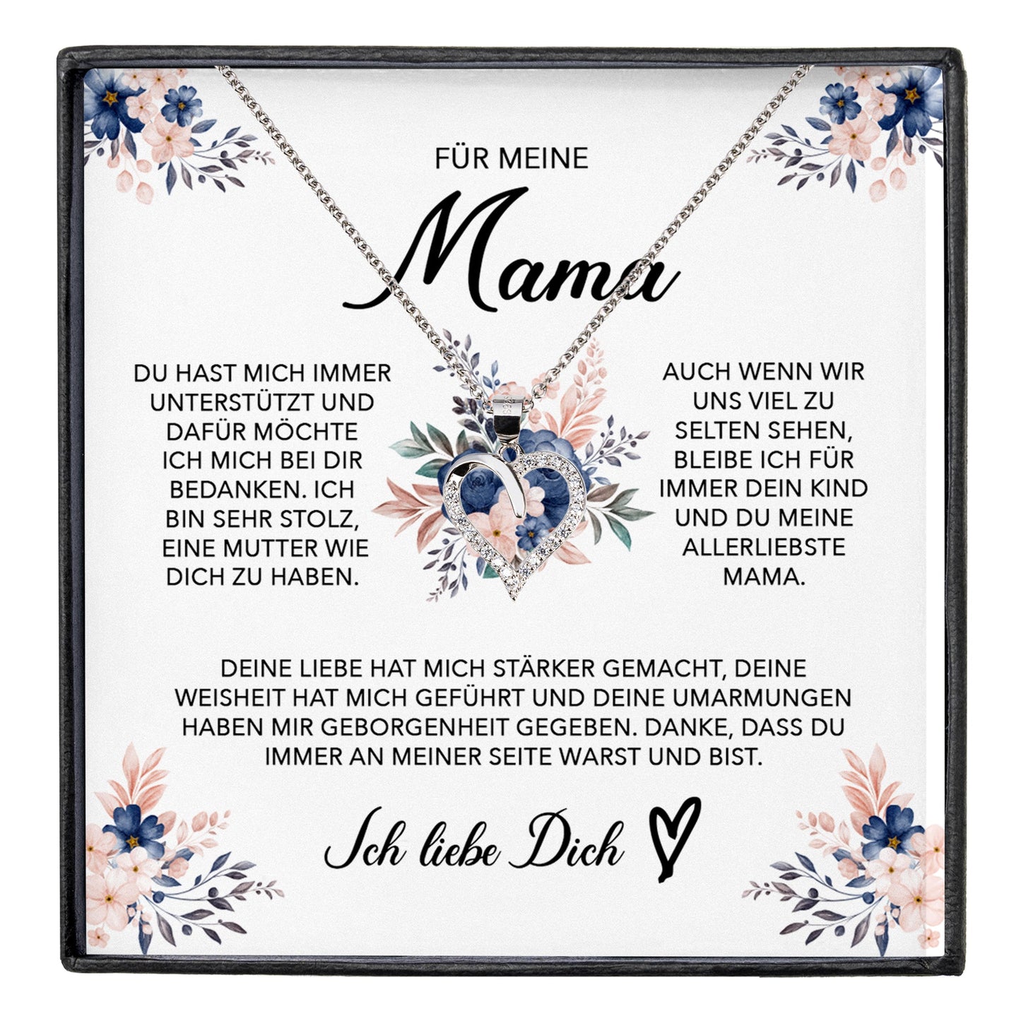 22Feels® Für Meine Mama Geschenk Muttertag Geburtstag Silber 925/000 Herz Halskette Valentinstag Frauen Schmuck mit Karte Mutter Weihnachten Damen Collier Eltern-Schmuck mit Botschaftskarte - Herz21-22Feels