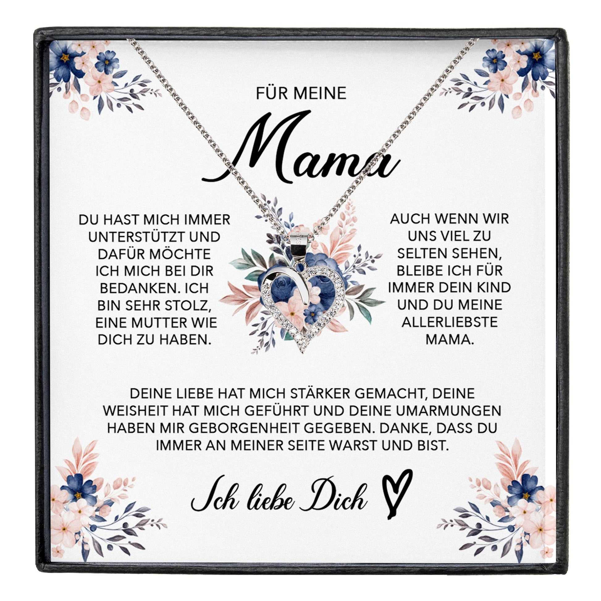 22Feels® Für Meine Mama Geschenk Muttertag Geburtstag Silber 925/000 Herz Halskette Valentinstag Frauen Schmuck mit Karte Mutter Weihnachten Damen Collier Eltern-Schmuck mit Botschaftskarte - Herz21-22Feels