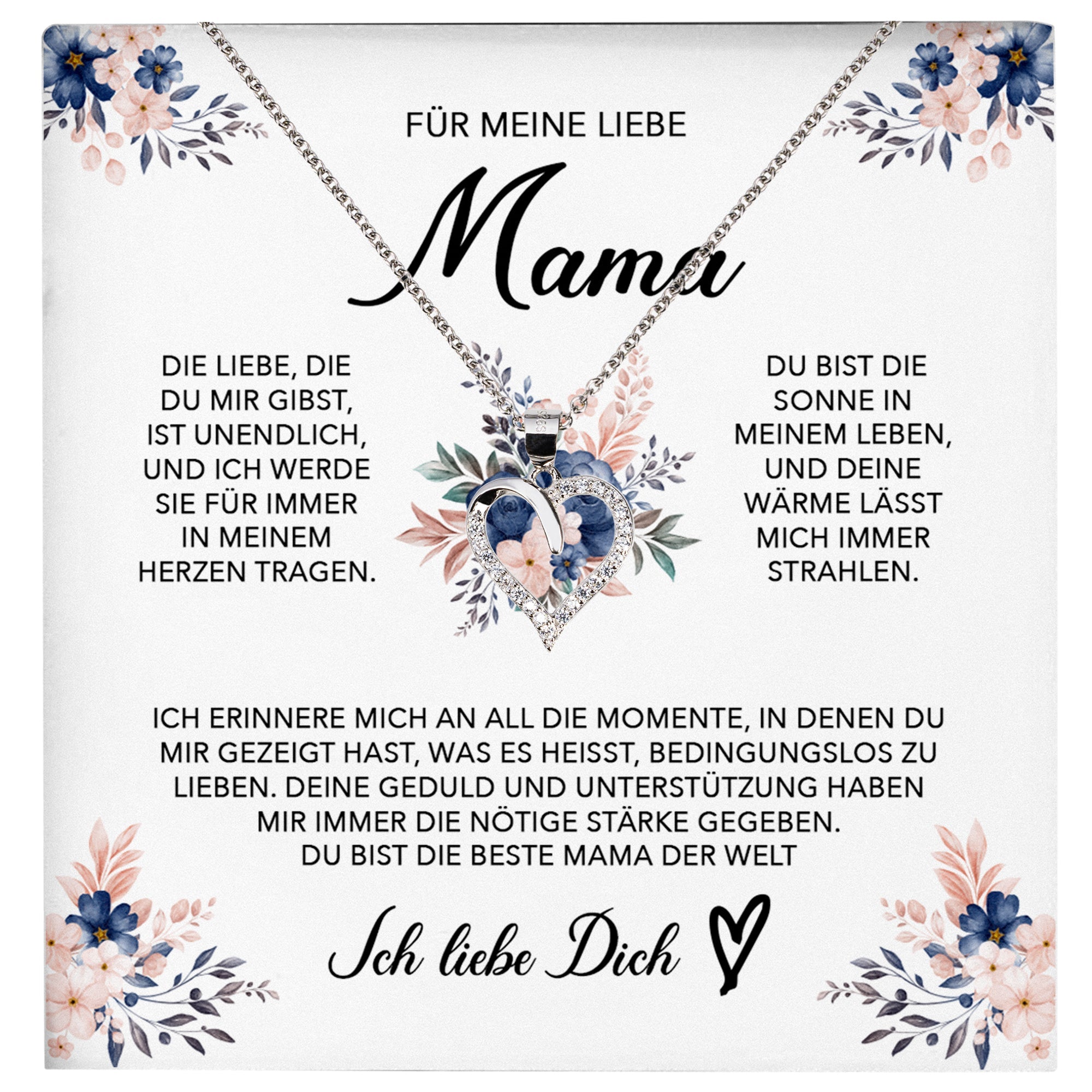 22Feels® Liebe Mama Geschenk Muttertag Geburtstag Silber 925/000 Herz Halskette Valentinstag Frauen Schmuck mit Karte Mutter Weihnachten Damen Collier Eltern-Schmuck mit Botschaftskarte - Herz21-22Feels