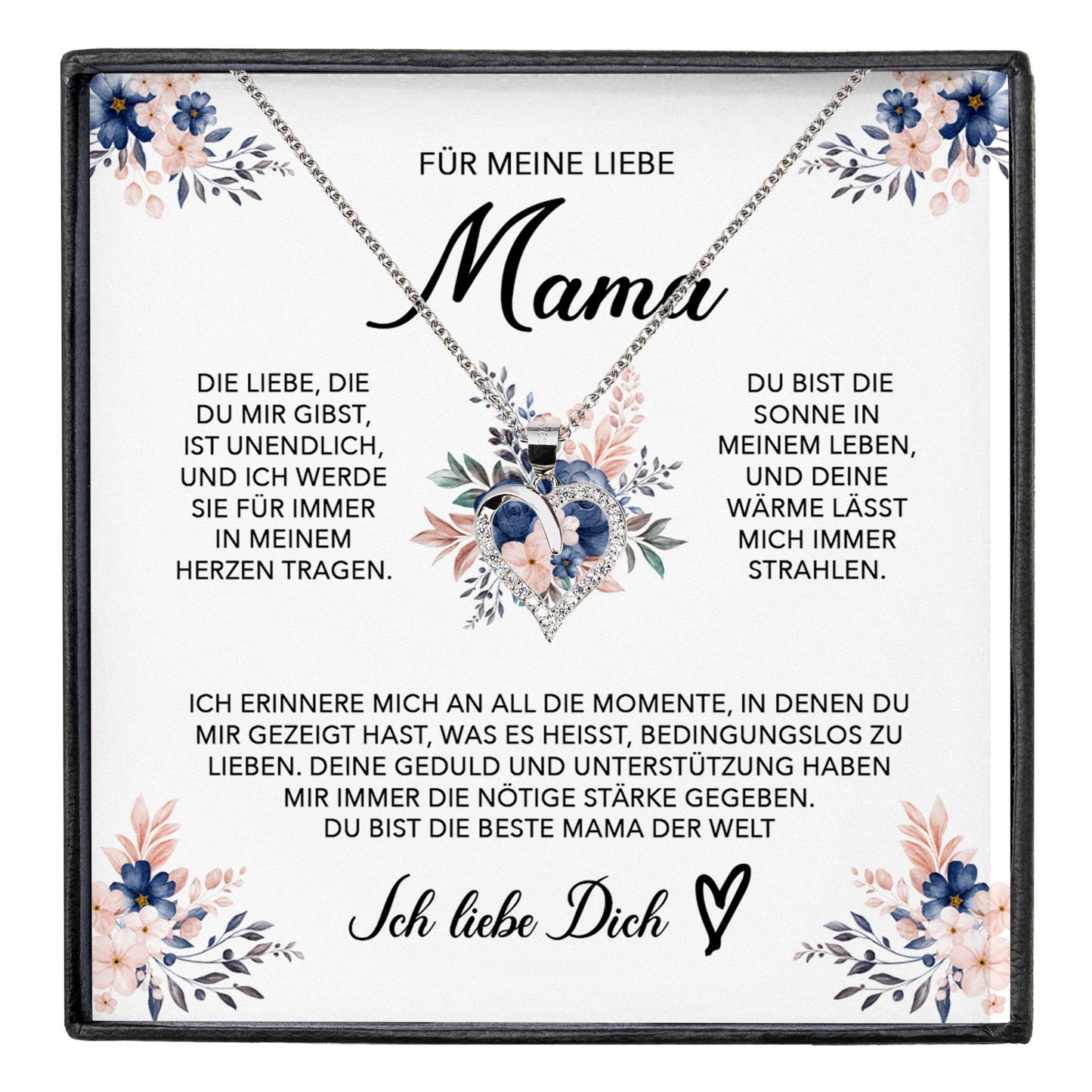 22Feels® Liebe Mama Geschenk Muttertag Geburtstag Silber 925/000 Herz Halskette Valentinstag Frauen Schmuck mit Karte Mutter Weihnachten Damen Collier Eltern-Schmuck mit Botschaftskarte - Herz21-22Feels