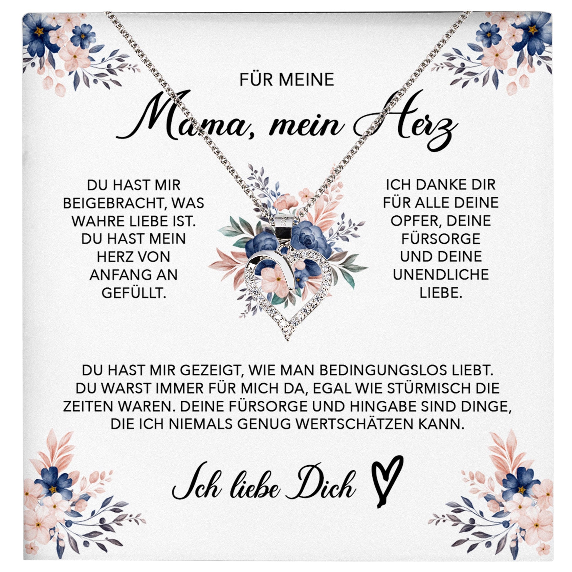 22Feels® Liebe Mama Geschenk Muttertag Geburtstag Silber 925/000 Herz Halskette Valentinstag Frauen Schmuck mit Karte Mutter Weihnachten Damen Collier Eltern-Schmuck mit Botschaftskarte - Herz21-22Feels