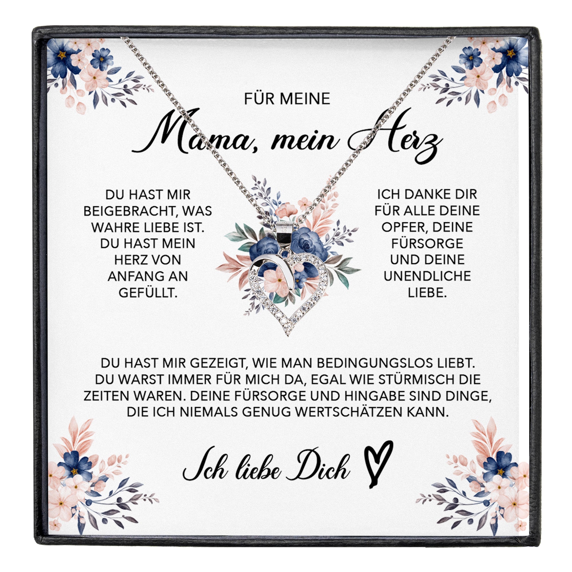 22Feels® Liebe Mama Geschenk Muttertag Geburtstag Silber 925/000 Herz Halskette Valentinstag Frauen Schmuck mit Karte Mutter Weihnachten Damen Collier Eltern-Schmuck mit Botschaftskarte - Herz21-22Feels