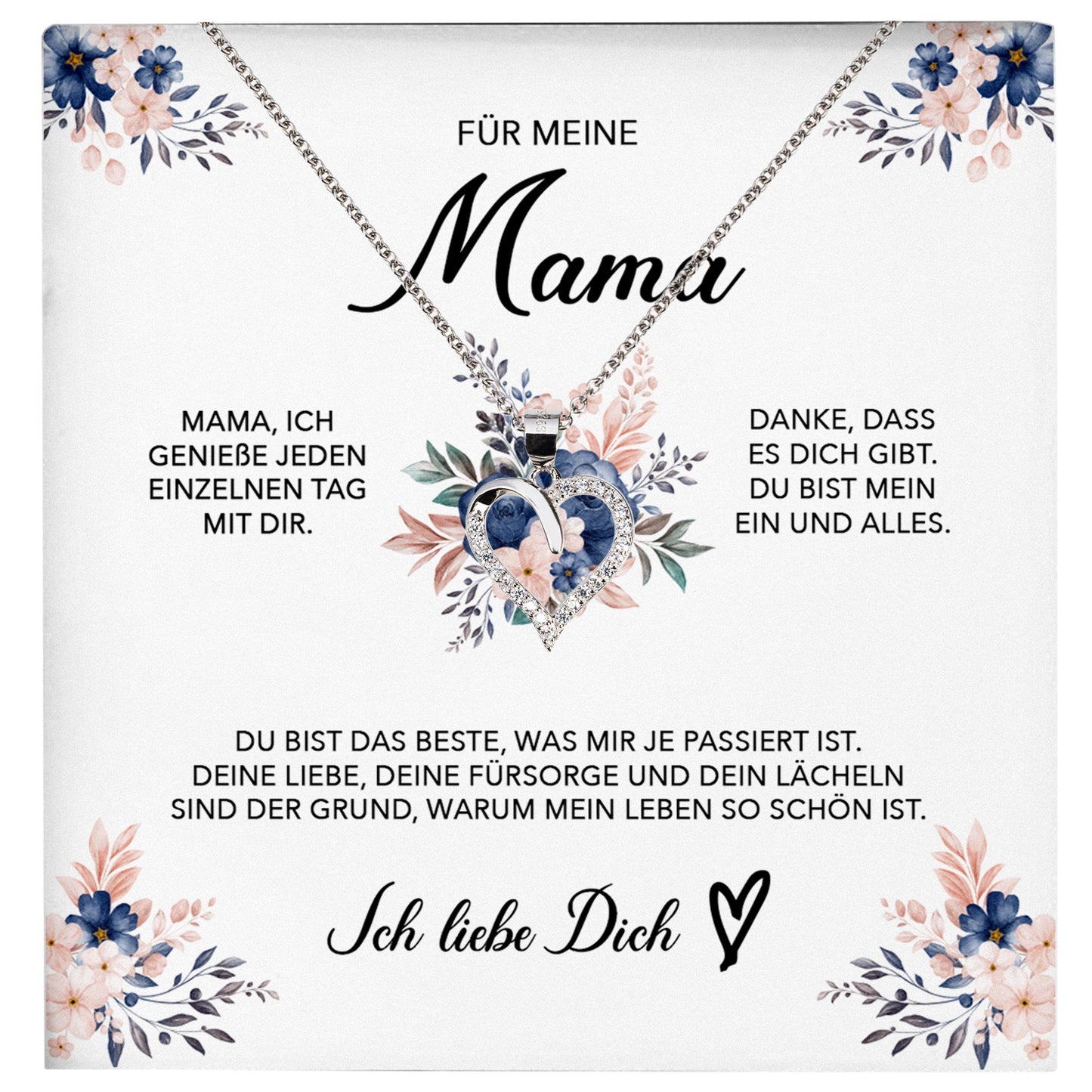 22Feels® Für Meine Mama Geschenk Muttertag Geburtstag Silber 925/000 Herz Halskette Valentinstag Frauen Schmuck mit Karte Mutter Weihnachten Damen Collier Eltern-Schmuck mit Botschaftskarte - Herz21-22Feels