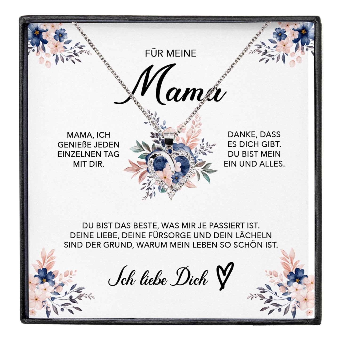 22Feels® Für Meine Mama Geschenk Muttertag Geburtstag Silber 925/000 Herz Halskette Valentinstag Frauen Schmuck mit Karte Mutter Weihnachten Damen Collier Eltern-Schmuck mit Botschaftskarte - Herz21-22Feels