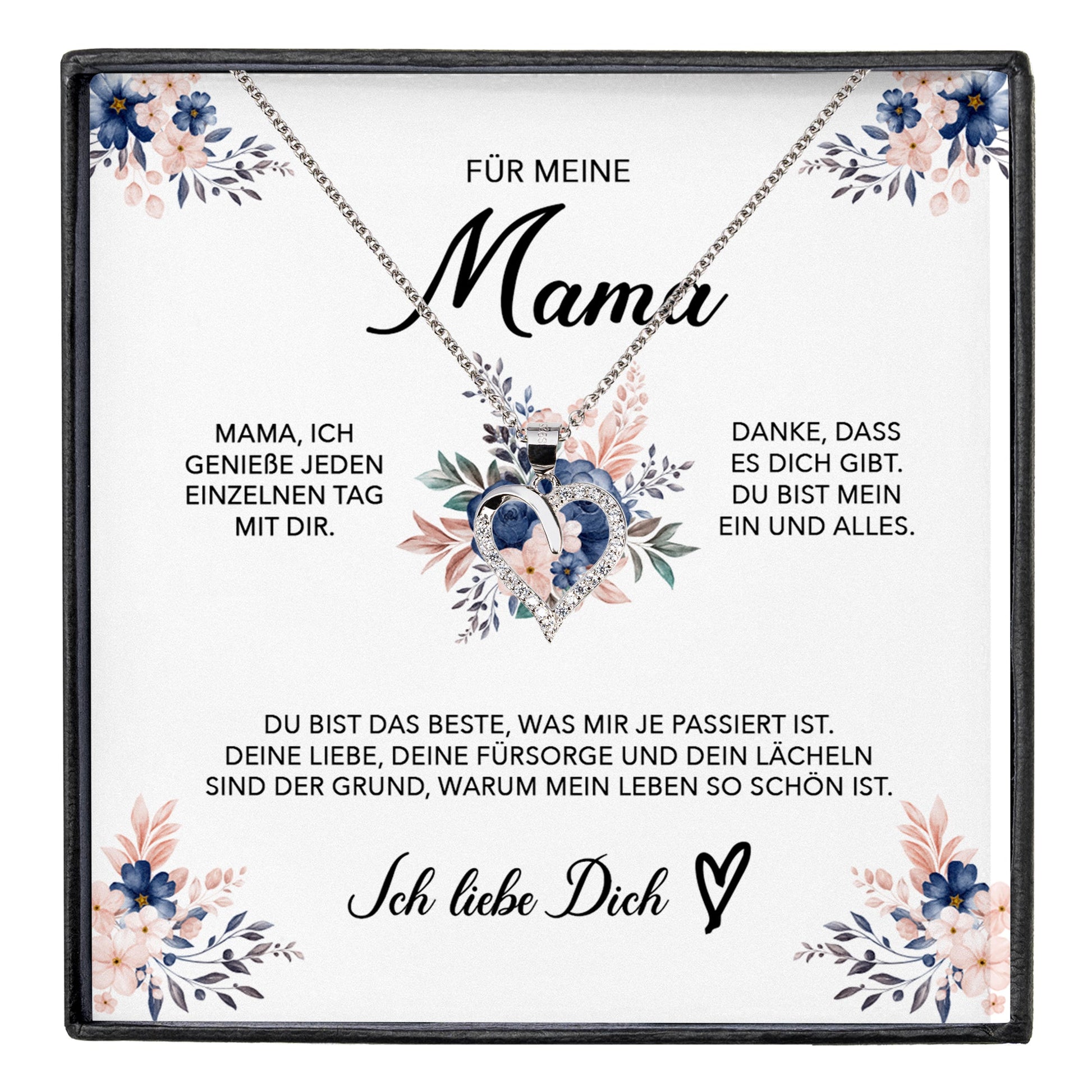 22Feels® Für Meine Mama Geschenk Muttertag Geburtstag Silber 925/000 Herz Halskette Valentinstag Frauen Schmuck mit Karte Mutter Weihnachten Damen Collier Eltern-Schmuck mit Botschaftskarte - Herz21-22Feels