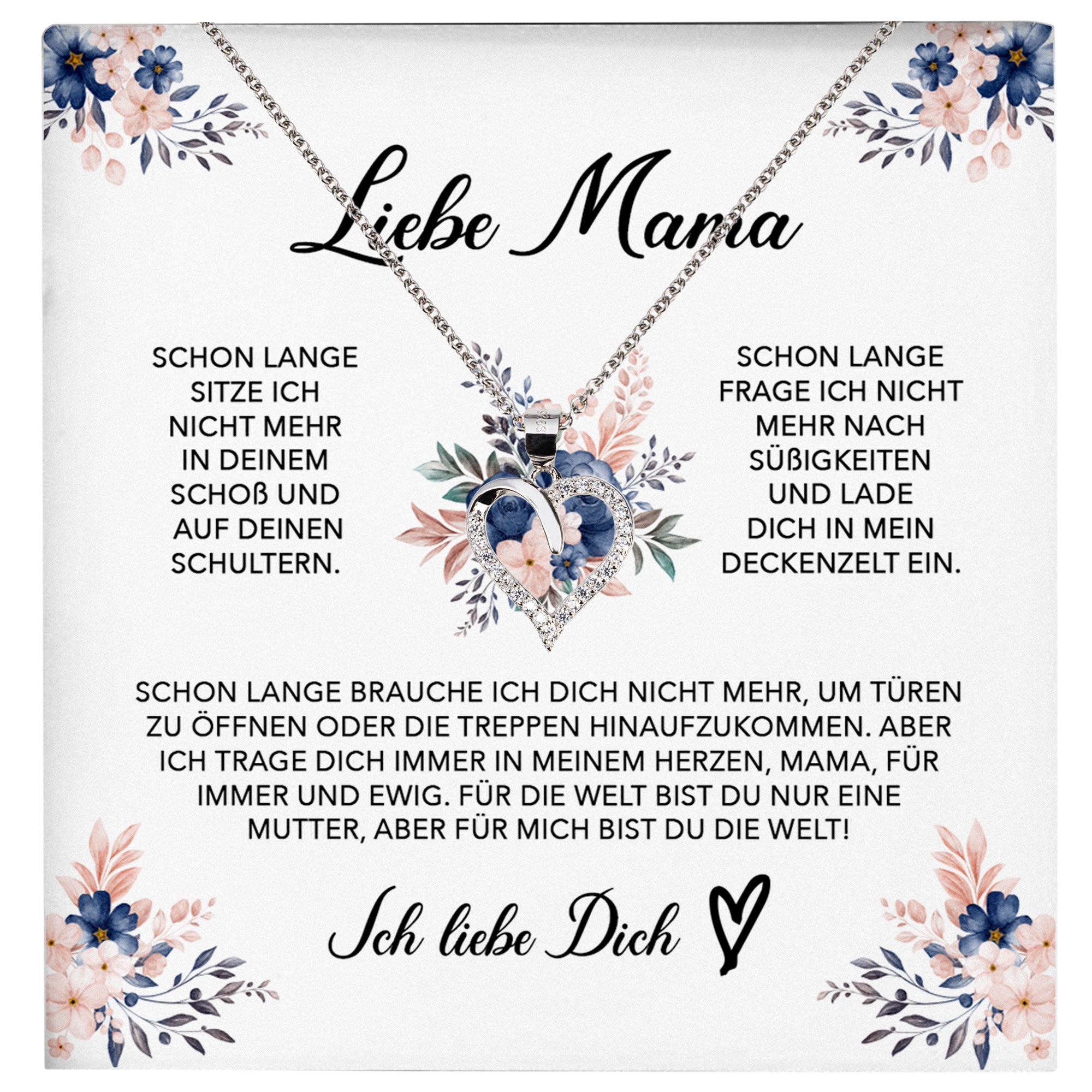 22Feels® Liebe Mama Geschenk Muttertag Geburtstag Silber 925/000 Herz Halskette Valentinstag Frauen Schmuck mit Karte Mutter Weihnachten Damen Collier Eltern-Schmuck mit Botschaftskarte - Herz21-22Feels
