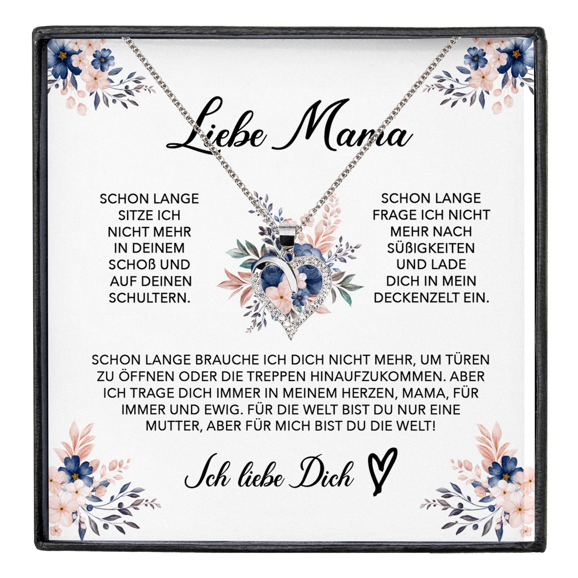 22Feels® Liebe Mama Geschenk Muttertag Geburtstag Silber 925/000 Herz Halskette Valentinstag Frauen Schmuck mit Karte Mutter Weihnachten Damen Collier Eltern-Schmuck mit Botschaftskarte - Herz21-22Feels