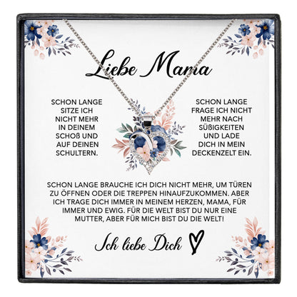 22Feels® Liebe Mama Geschenk Muttertag Geburtstag Silber 925/000 Herz Halskette Valentinstag Frauen Schmuck mit Karte Mutter Weihnachten Damen Collier Eltern-Schmuck mit Botschaftskarte - Herz21-22Feels