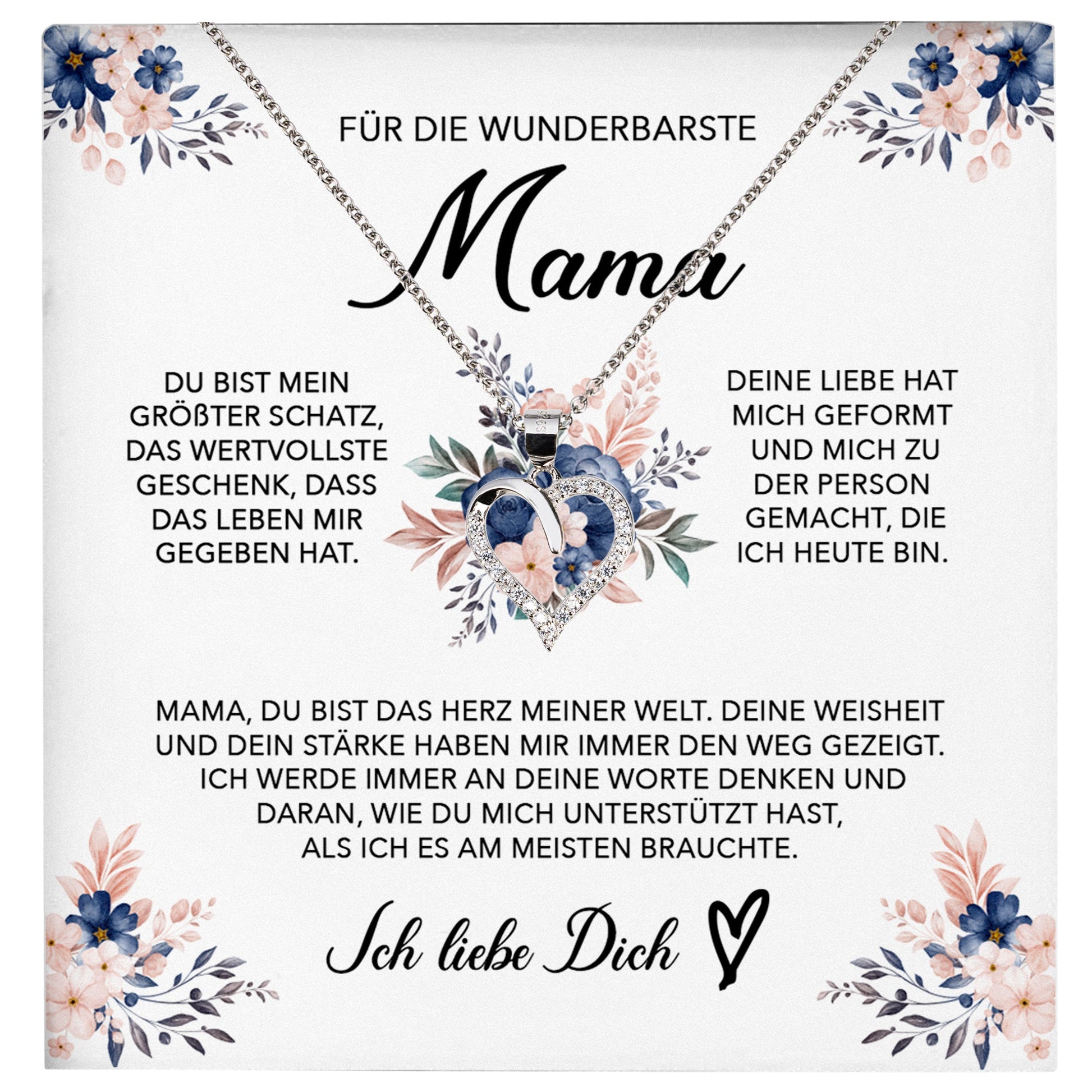 22Feels® Wunderbarste Mama Geschenk Muttertag Geburtstag Silber 925/000 Herz Halskette Valentinstag Frauen Schmuck mit Karte Mutter Weihnachten Damen Collier Eltern-Schmuck mit Botschaftskarte - Herz21-22Feels