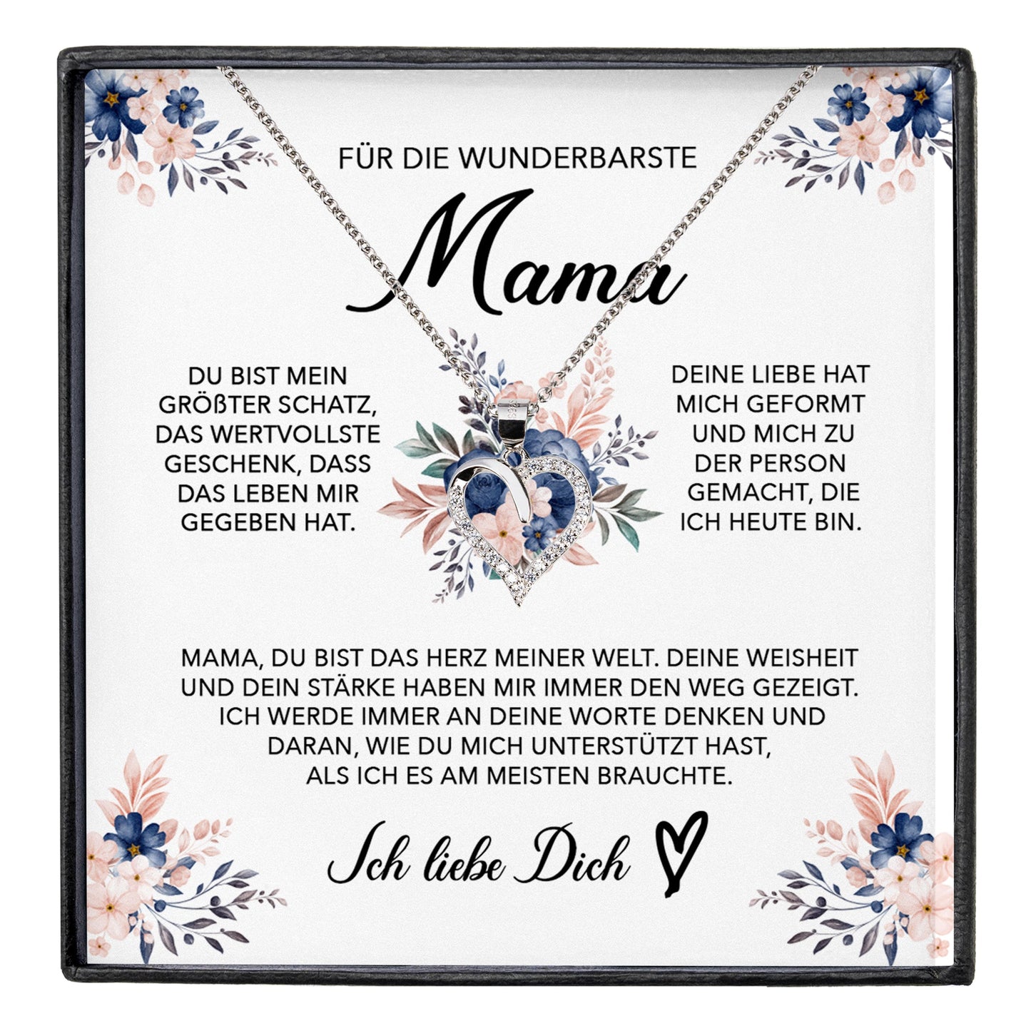 22Feels® Wunderbarste Mama Geschenk Muttertag Geburtstag Silber 925/000 Herz Halskette Valentinstag Frauen Schmuck mit Karte Mutter Weihnachten Damen Collier Eltern-Schmuck mit Botschaftskarte - Herz21-22Feels