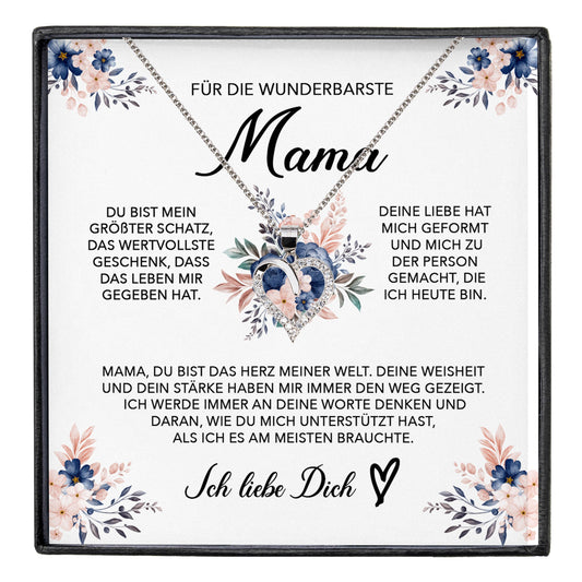 22Feels® Wunderbarste Mama Geschenk Muttertag Geburtstag Silber 925/000 Herz Halskette Valentinstag Frauen Schmuck mit Karte Mutter Weihnachten Damen Collier Eltern-Schmuck mit Botschaftskarte - Herz21-22Feels