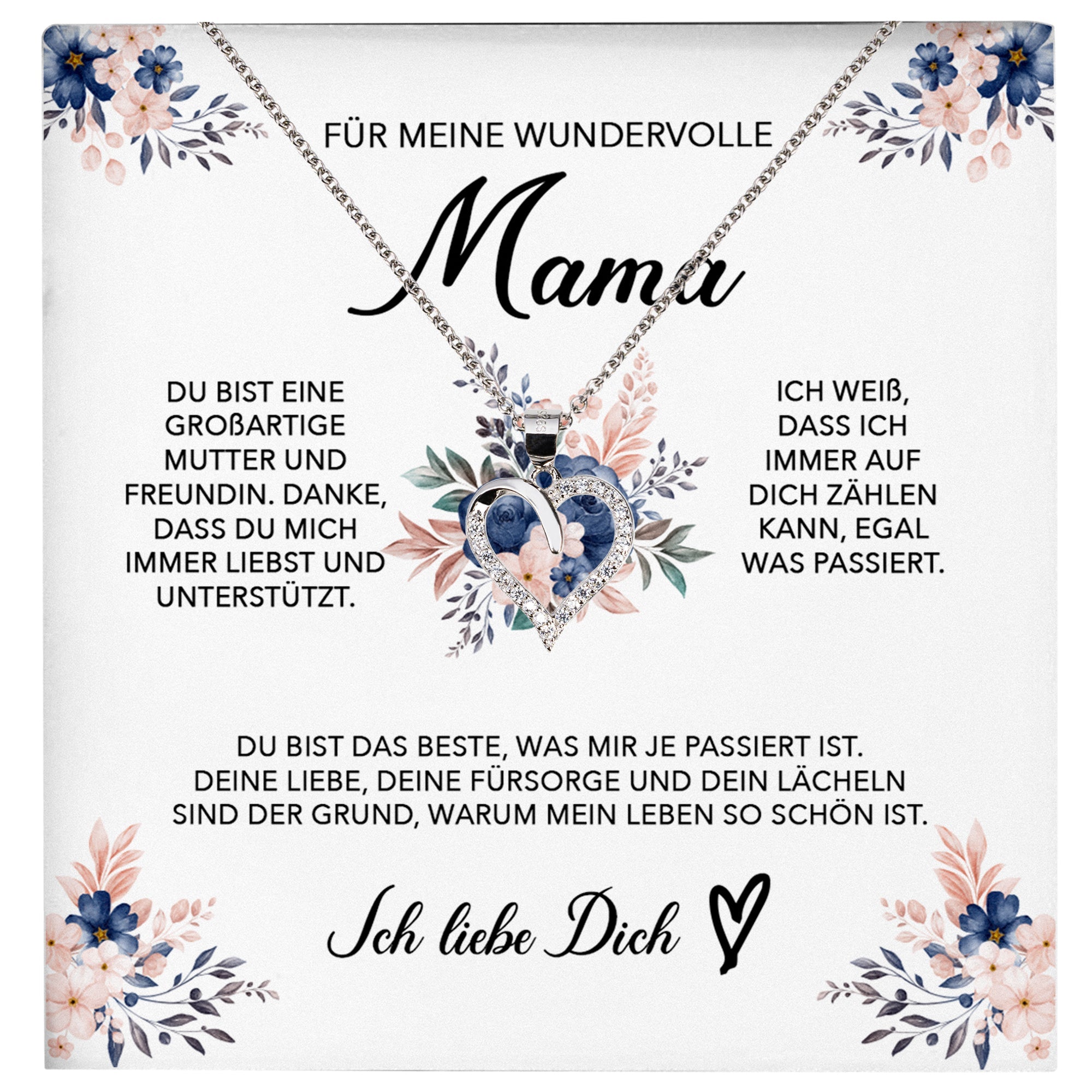 22Feels® Wundervolle Mama Geschenk Muttertag Geburtstag Silber 925/000 Herz Halskette Valentinstag Frauen Schmuck mit Karte Mutter Weihnachten Damen Collier Eltern-Schmuck mit Botschaftskarte - Herz21-22Feels