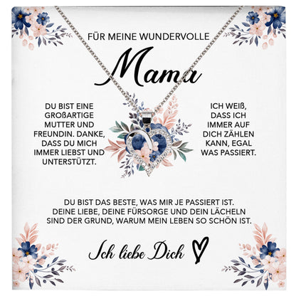 22Feels® Wundervolle Mama Geschenk Muttertag Geburtstag Silber 925/000 Herz Halskette Valentinstag Frauen Schmuck mit Karte Mutter Weihnachten Damen Collier Eltern-Schmuck mit Botschaftskarte - Herz21-22Feels