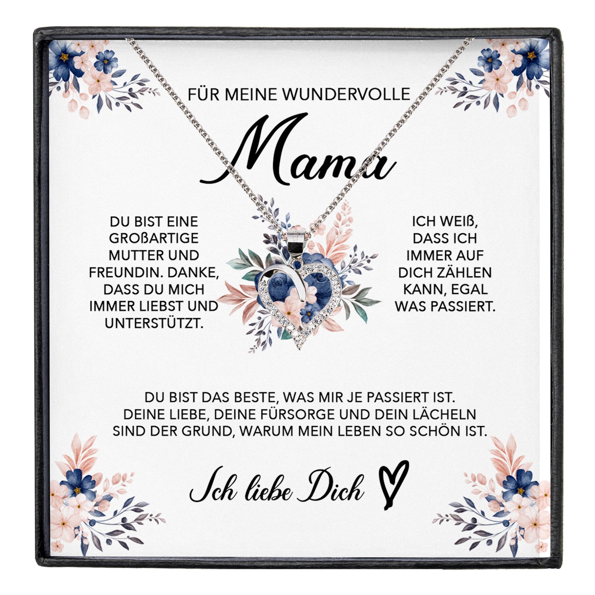 22Feels® Wundervolle Mama Geschenk Muttertag Geburtstag Silber 925/000 Herz Halskette Valentinstag Frauen Schmuck mit Karte Mutter Weihnachten Damen Collier Eltern-Schmuck mit Botschaftskarte - Herz21-22Feels