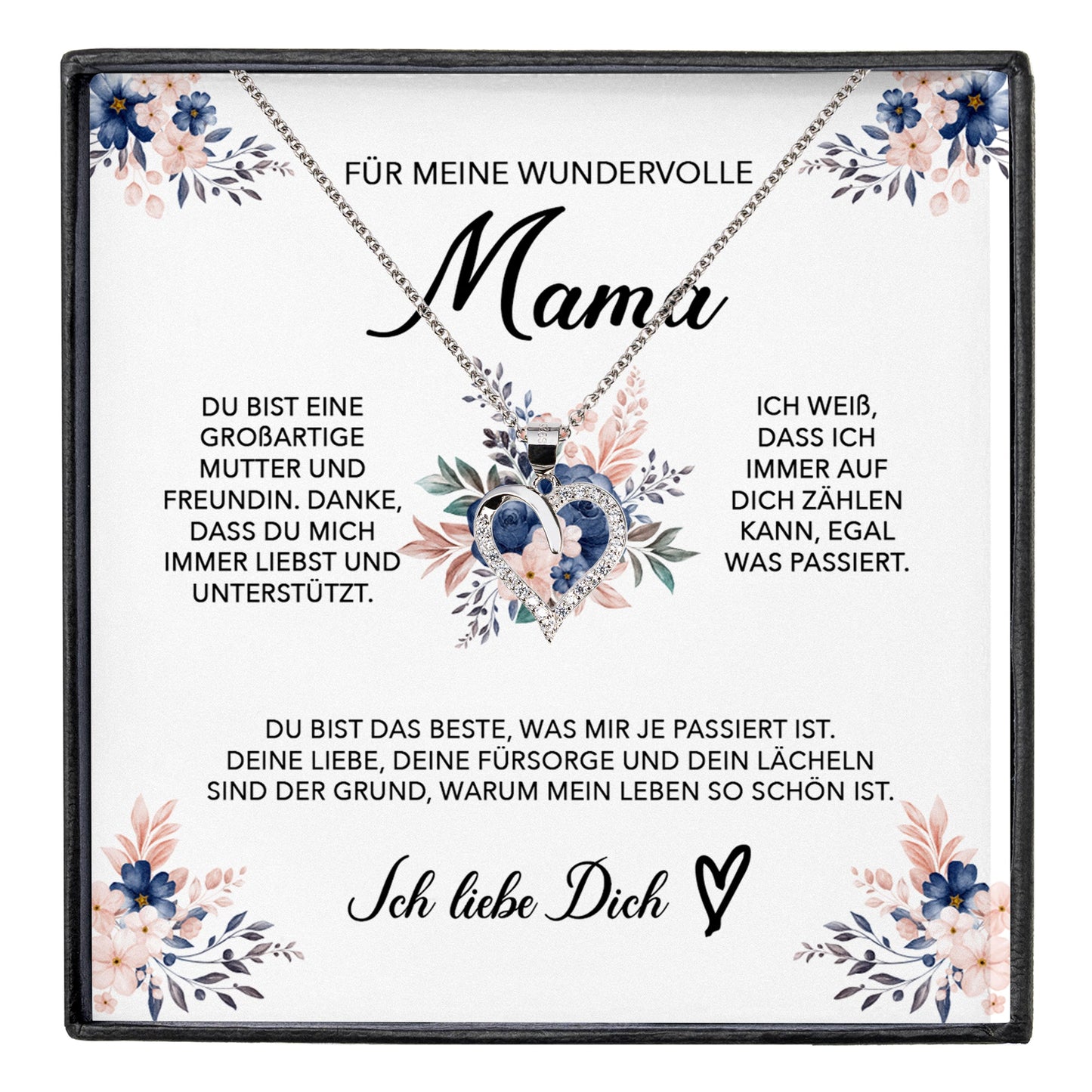 22Feels® Wundervolle Mama Geschenk Muttertag Geburtstag Silber 925/000 Herz Halskette Valentinstag Frauen Schmuck mit Karte Mutter Weihnachten Damen Collier Eltern-Schmuck mit Botschaftskarte - Herz21-22Feels