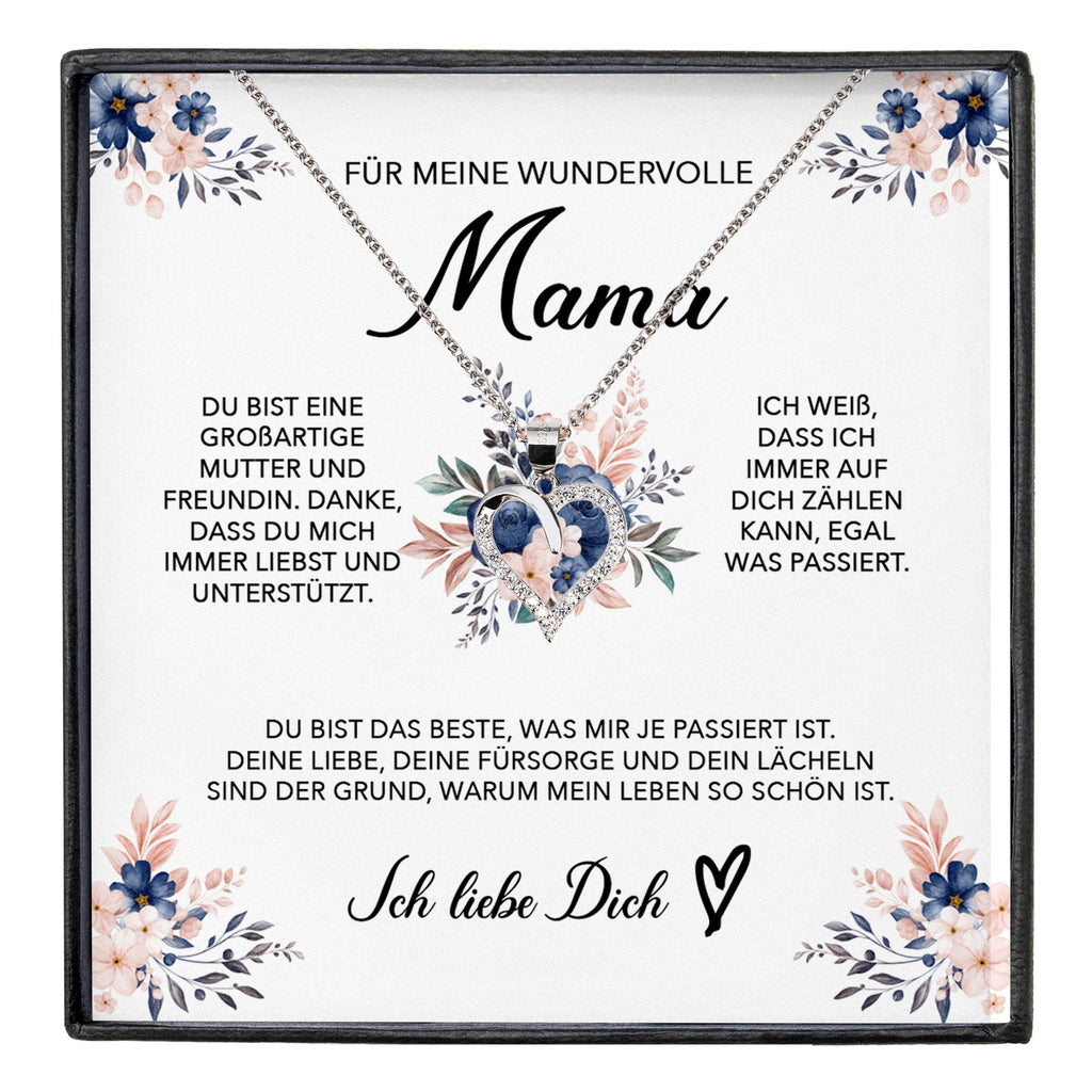 22Feels® Wundervolle Mama Geschenk Muttertag Geburtstag Silber 925/000 Herz Halskette Valentinstag Frauen Schmuck mit Karte Mutter Weihnachten Damen Collier Eltern-Schmuck mit Botschaftskarte - Herz21-22Feels
