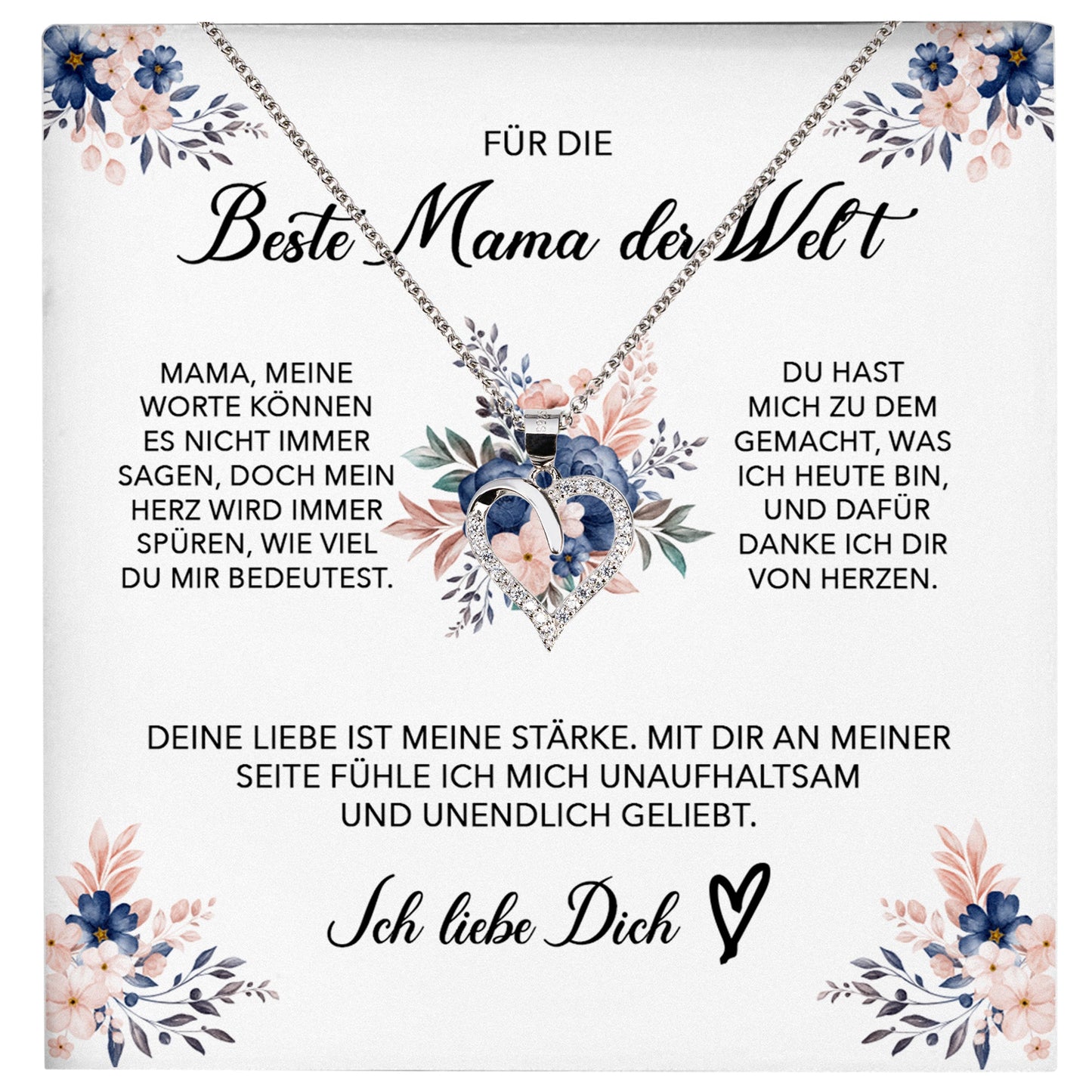 22Feels® Beste Mama der Welt Geschenk Muttertag Geburtstag Silber 925/000 Herz Halskette Valentinstag Frauen Schmuck mit Karte Mutter Weihnachten Damen Collier Eltern-Schmuck mit Botschaftskarte - Herz21-22Feels