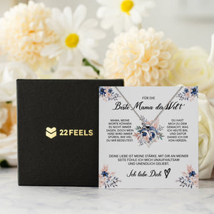 22Feels® Beste Mama der Welt Geschenk Muttertag Geburtstag Silber 925/000 Herz Halskette Valentinstag Frauen Schmuck mit Karte Mutter Weihnachten Damen Collier Eltern-Schmuck mit Botschaftskarte - Herz21-22Feels