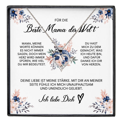 22Feels® Beste Mama der Welt Geschenk Muttertag Geburtstag Silber 925/000 Herz Halskette Valentinstag Frauen Schmuck mit Karte Mutter Weihnachten Damen Collier Eltern-Schmuck mit Botschaftskarte - Herz21-22Feels