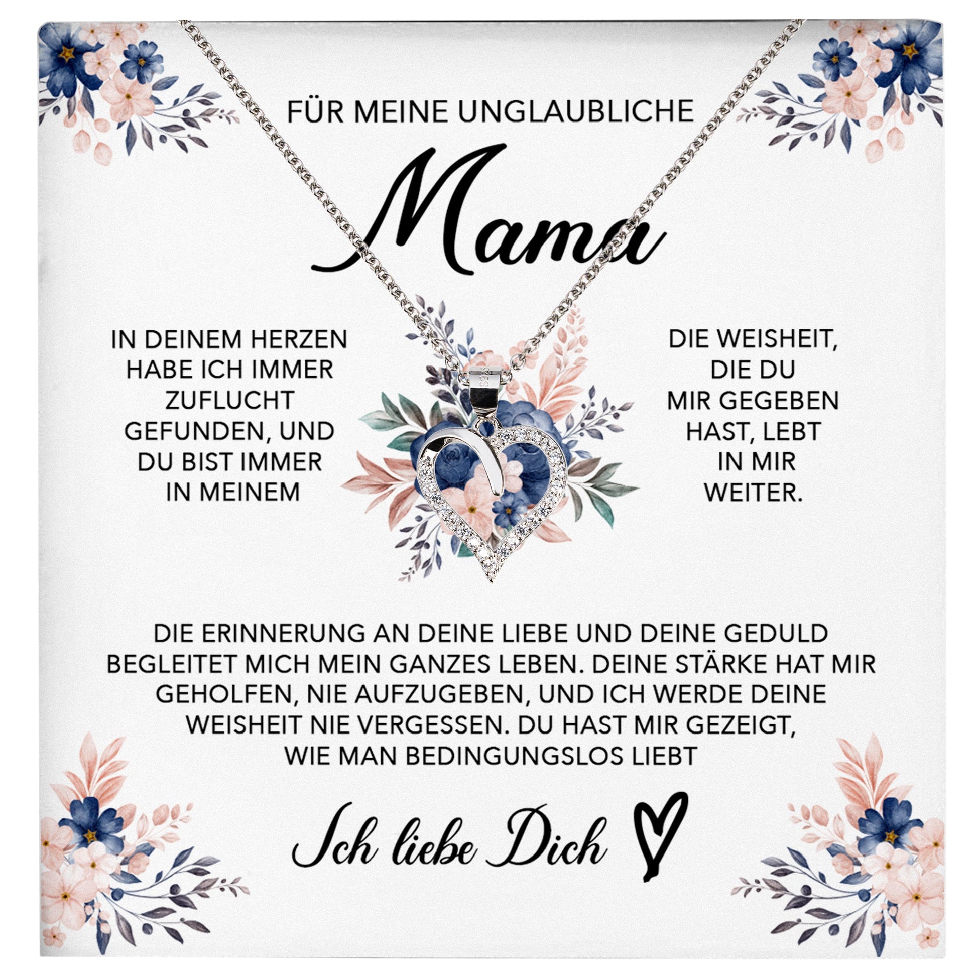 22Feels® Unglaubliche Mama Geschenk Muttertag Geburtstag Silber 925/000 Herz Halskette Valentinstag Frauen Schmuck mit Karte Mutter Weihnachten Damen Collier Eltern-Schmuck mit Botschaftskarte - Herz21-22Feels