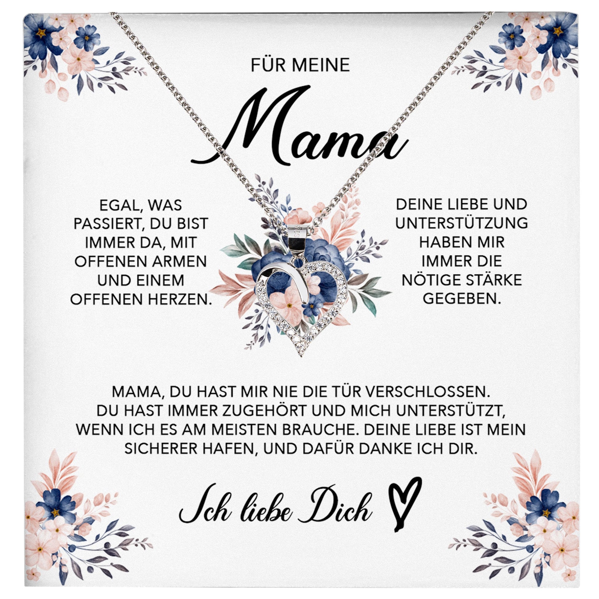 22Feels® Liebe Mama Geschenk Muttertag Geburtstag Silber 925/000 Herz Halskette Valentinstag Frauen Schmuck mit Karte Mutter Weihnachten Damen Collier Eltern-Schmuck mit Botschaftskarte - Herz21-22Feels