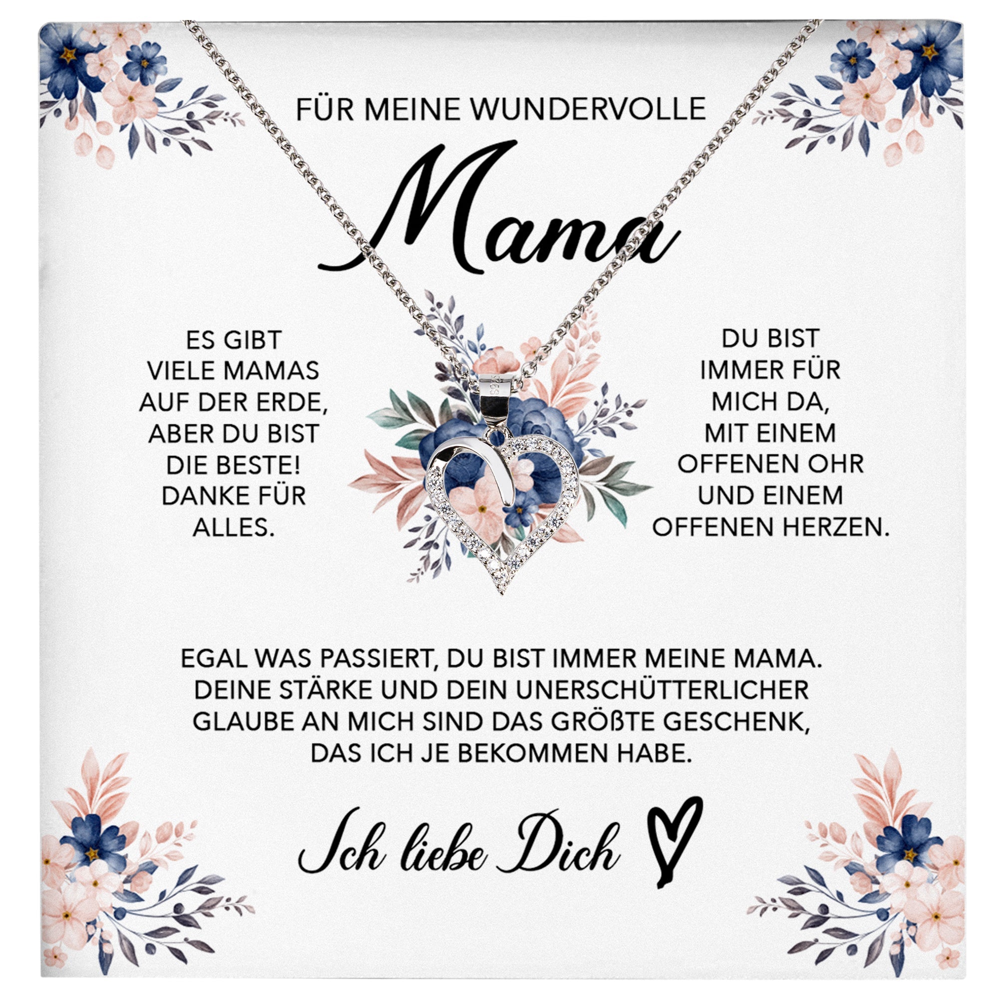 22Feels® Wundervolle Mama Geschenk Muttertag Geburtstag Silber 925/000 Herz Halskette Valentinstag Frauen Schmuck mit Karte Mutter Weihnachten Damen Collier Eltern-Schmuck mit Botschaftskarte - Herz21-22Feels