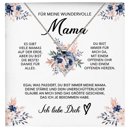 22Feels® Wundervolle Mama Geschenk Muttertag Geburtstag Silber 925/000 Herz Halskette Valentinstag Frauen Schmuck mit Karte Mutter Weihnachten Damen Collier Eltern-Schmuck mit Botschaftskarte - Herz21-22Feels