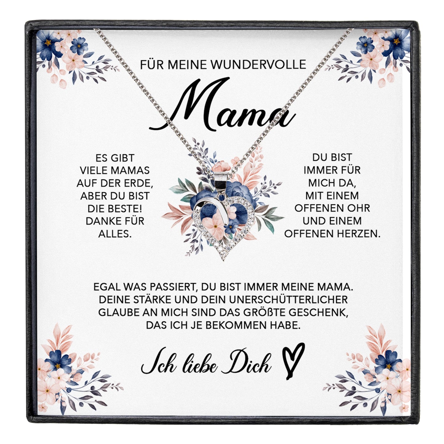 22Feels® Wundervolle Mama Geschenk Muttertag Geburtstag Silber 925/000 Herz Halskette Valentinstag Frauen Schmuck mit Karte Mutter Weihnachten Damen Collier Eltern-Schmuck mit Botschaftskarte - Herz21-22Feels