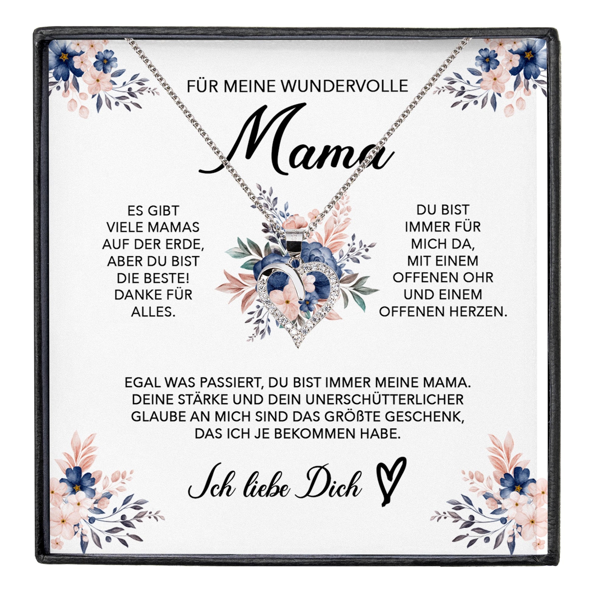 22Feels® Wundervolle Mama Geschenk Muttertag Geburtstag Silber 925/000 Herz Halskette Valentinstag Frauen Schmuck mit Karte Mutter Weihnachten Damen Collier Eltern-Schmuck mit Botschaftskarte - Herz21-22Feels