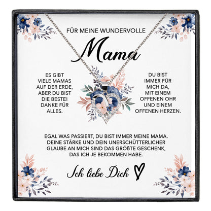 22Feels® Wundervolle Mama Geschenk Muttertag Geburtstag Silber 925/000 Herz Halskette Valentinstag Frauen Schmuck mit Karte Mutter Weihnachten Damen Collier Eltern-Schmuck mit Botschaftskarte - Herz21-22Feels