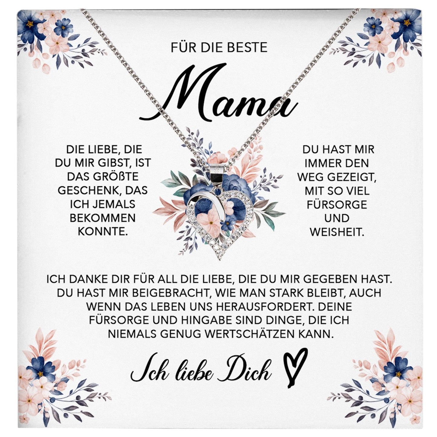 22Feels® Beste Mama Geschenk Muttertag Geburtstag Silber 925/000 Herz Halskette Valentinstag Frauen Schmuck mit Karte Mutter Weihnachten Damen Collier Eltern-Schmuck mit Botschaftskarte - Herz21-22Feels