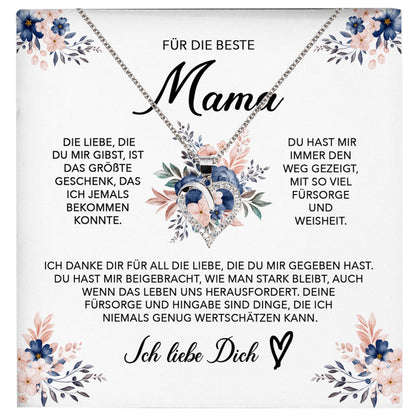 22Feels® Beste Mama Geschenk Muttertag Geburtstag Silber 925/000 Herz Halskette Valentinstag Frauen Schmuck mit Karte Mutter Weihnachten Damen Collier Eltern-Schmuck mit Botschaftskarte - Herz21-22Feels