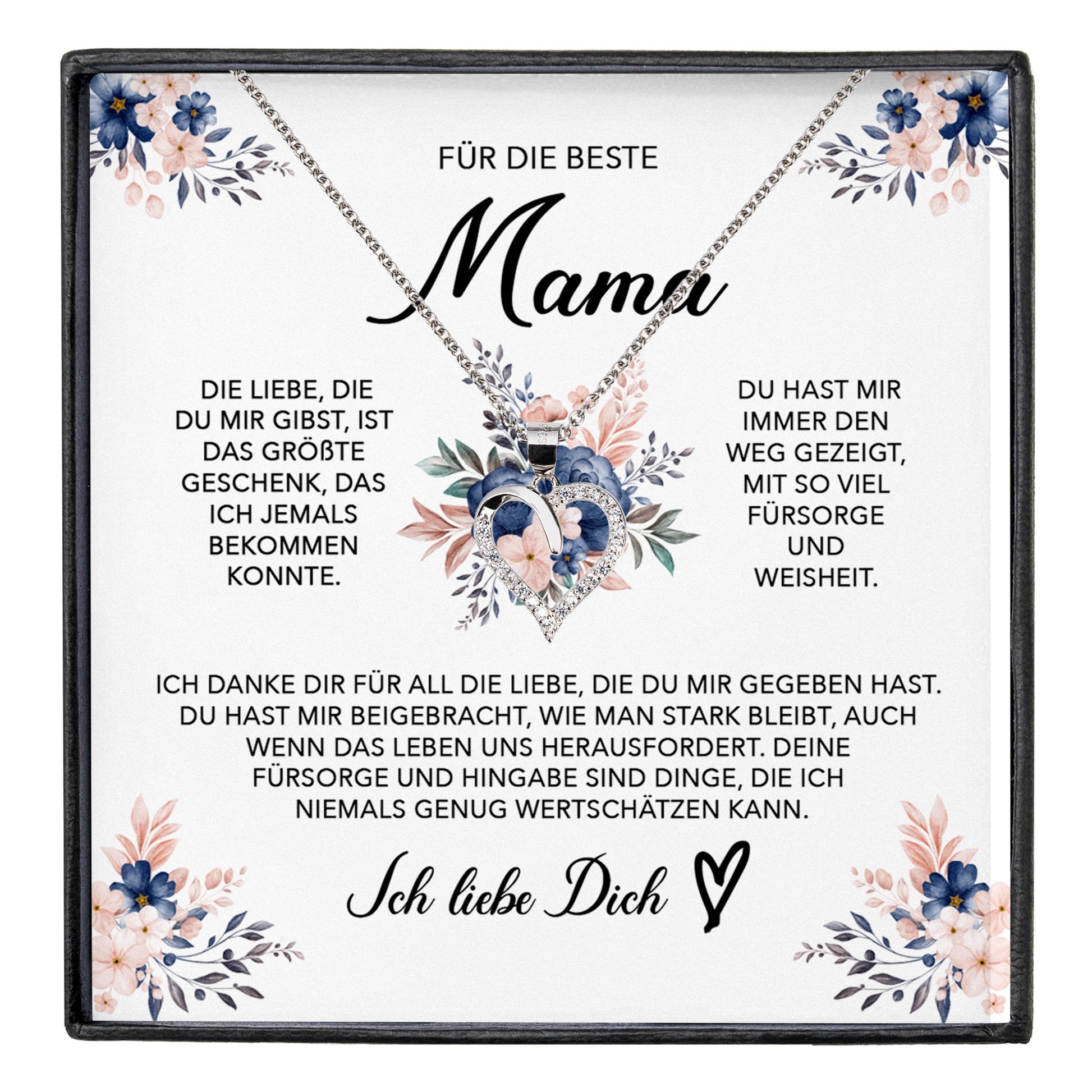22Feels® Beste Mama Geschenk Muttertag Geburtstag Silber 925/000 Herz Halskette Valentinstag Frauen Schmuck mit Karte Mutter Weihnachten Damen Collier Eltern-Schmuck mit Botschaftskarte - Herz21-22Feels