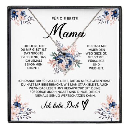 22Feels® Beste Mama Geschenk Muttertag Geburtstag Silber 925/000 Herz Halskette Valentinstag Frauen Schmuck mit Karte Mutter Weihnachten Damen Collier Eltern-Schmuck mit Botschaftskarte - Herz21-22Feels